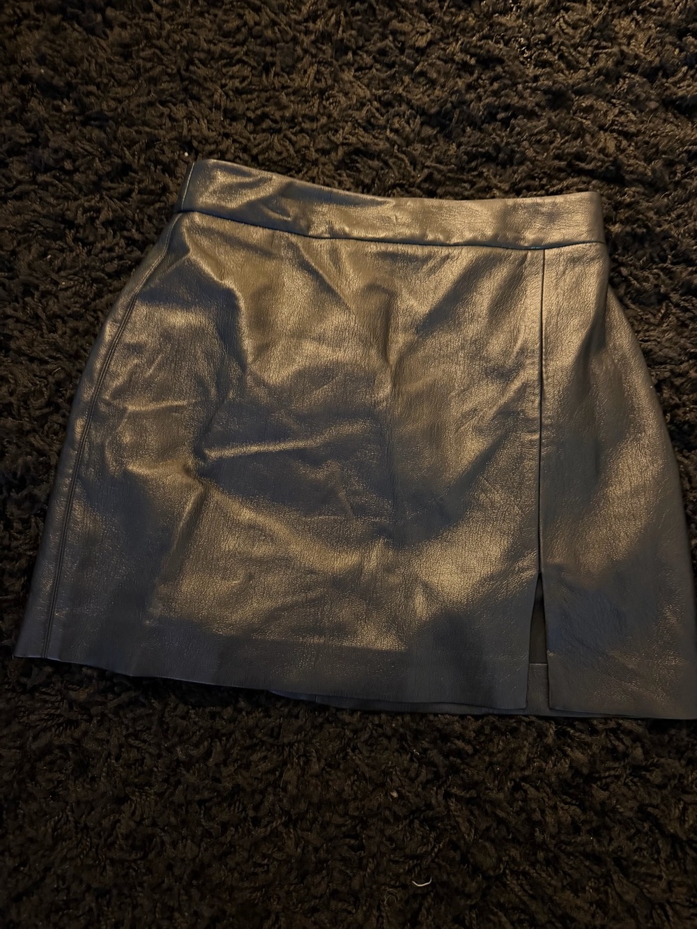 Aritzia Black Faux Leather Mini Skirt with Side Slit